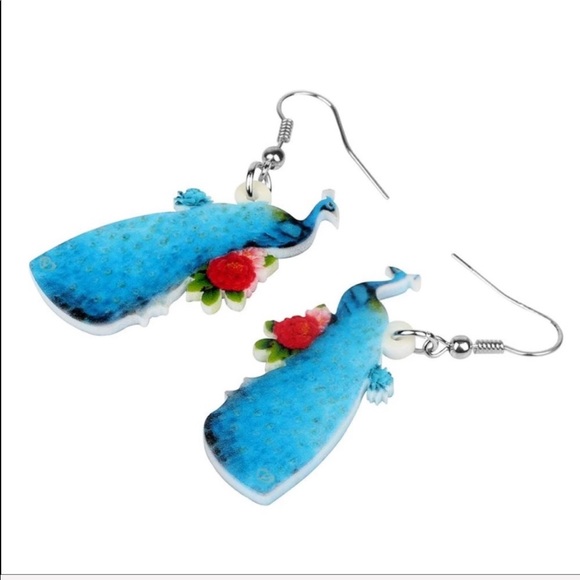Peacock Acrylic Earrings - Picture 3 of 5
